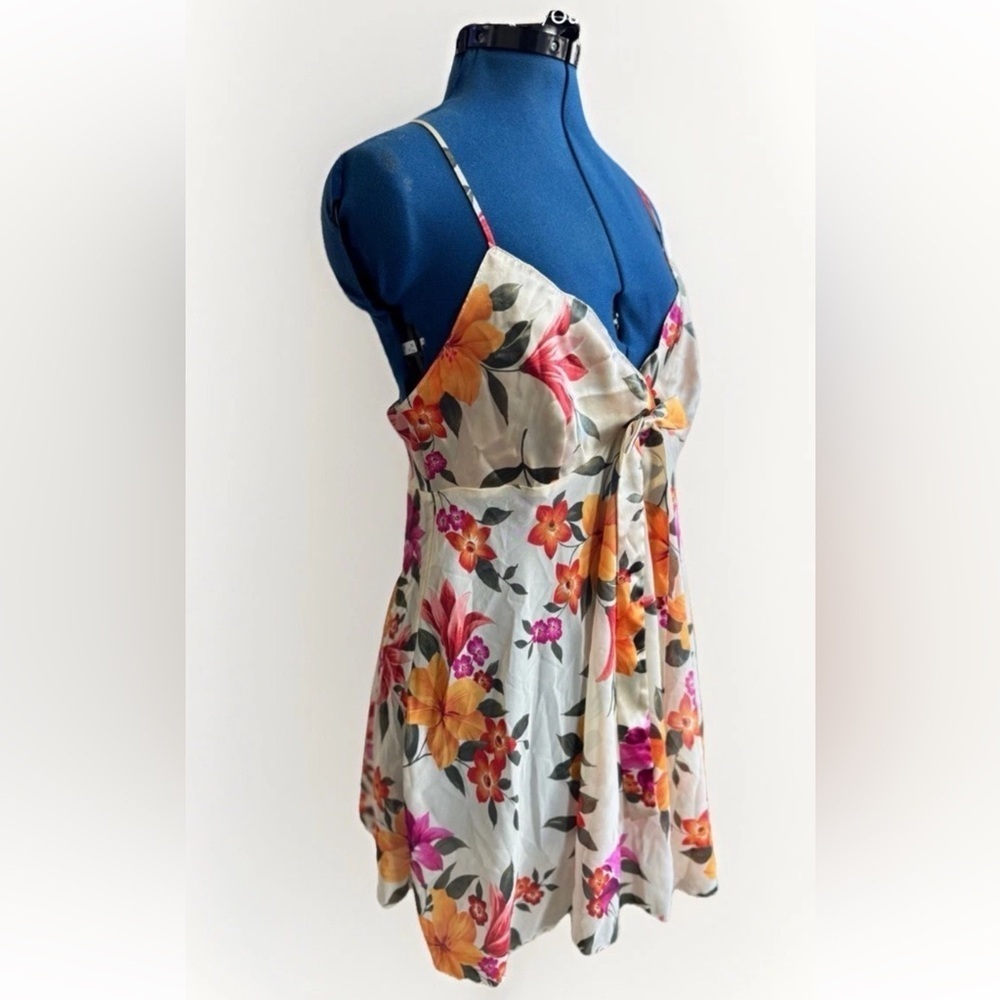 Vintage 90s Y2K Victoria Secret Sexy Babydoll Style Lingerie Orange Floral Slip